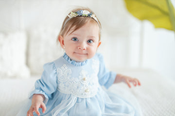 Rochiță baby blue botez Varvara