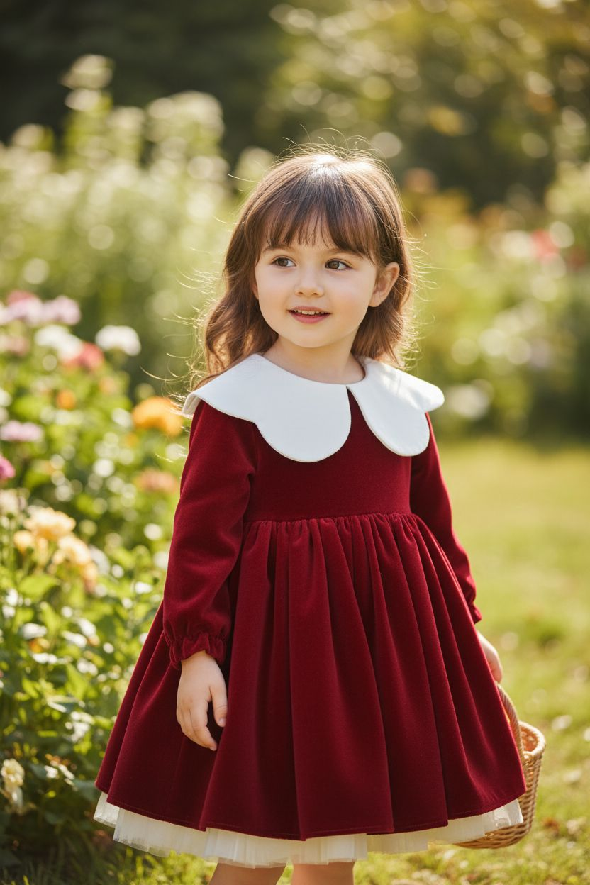 Rochie Roșie Festivă de Crăciun pentru Fetițe –Crimson Velvet