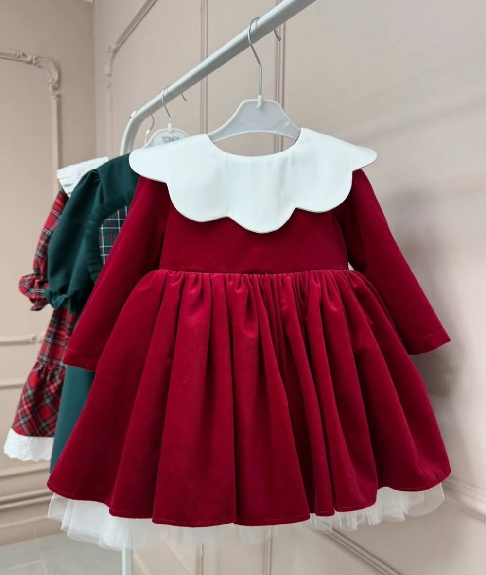 Rochie Roșie Festivă de Crăciun pentru Fetițe –Crimson Velvet