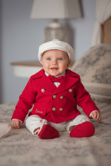 Costumaș botez pentru băieți Mateo Royal Red &White
