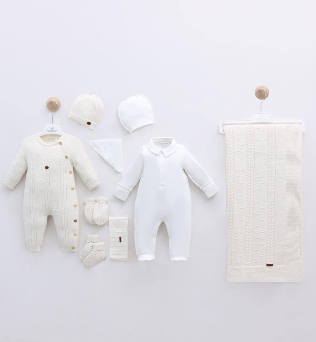 Set nou-născut premium din bumbac și lână merinos pentru băieți marime unica 0-3l – bleo