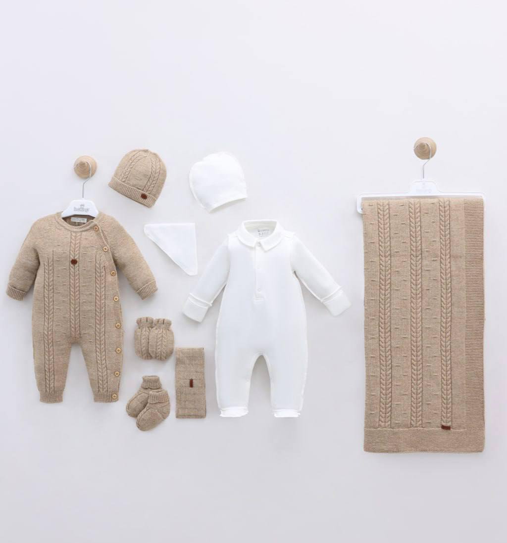 Set nou-născut premium din bumbac și lână merinos pentru băieți marime unica 0-3l – bleo