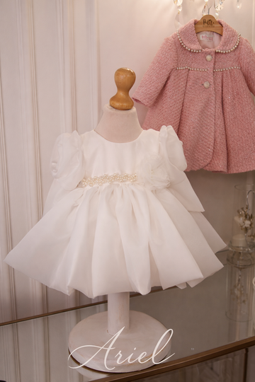 Rochiță ivoire din organza de botez Ariel