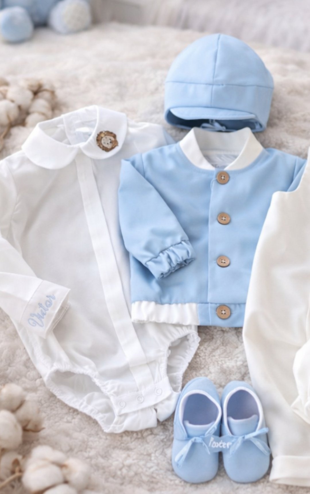Costumaș botez pentru băieți LucaTwo Colors Lion