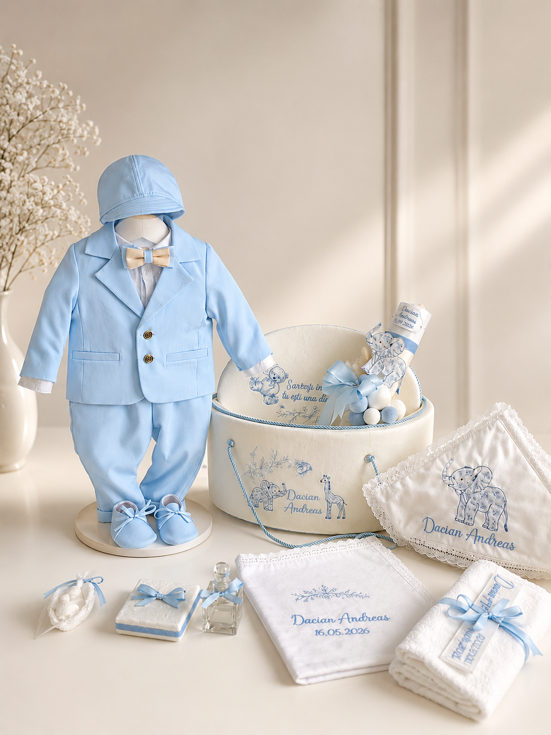 Trusou botez Baby Dior bleo personalizat pentru băiețel
