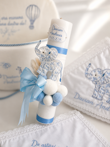 Lumânare botez băiețel Baby Dior  din parafină, personalizată