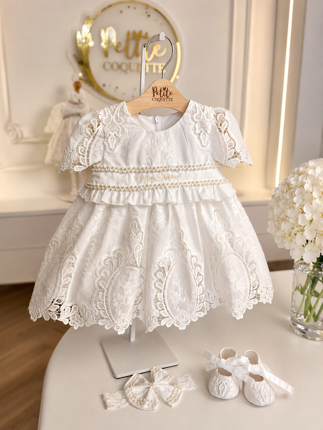 Rochiță de botez Aylin – Cotton Collection by Petite Coquette