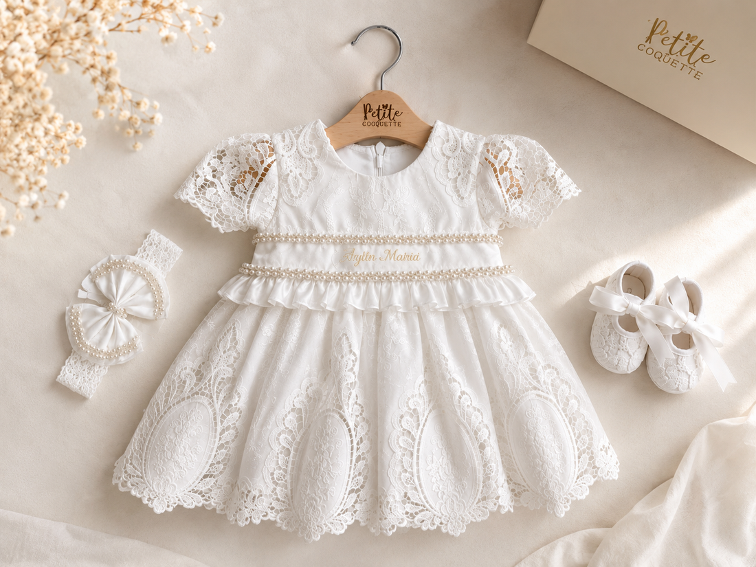 Rochiță de botez Aylin – Cotton Collection by Petite Coquette
