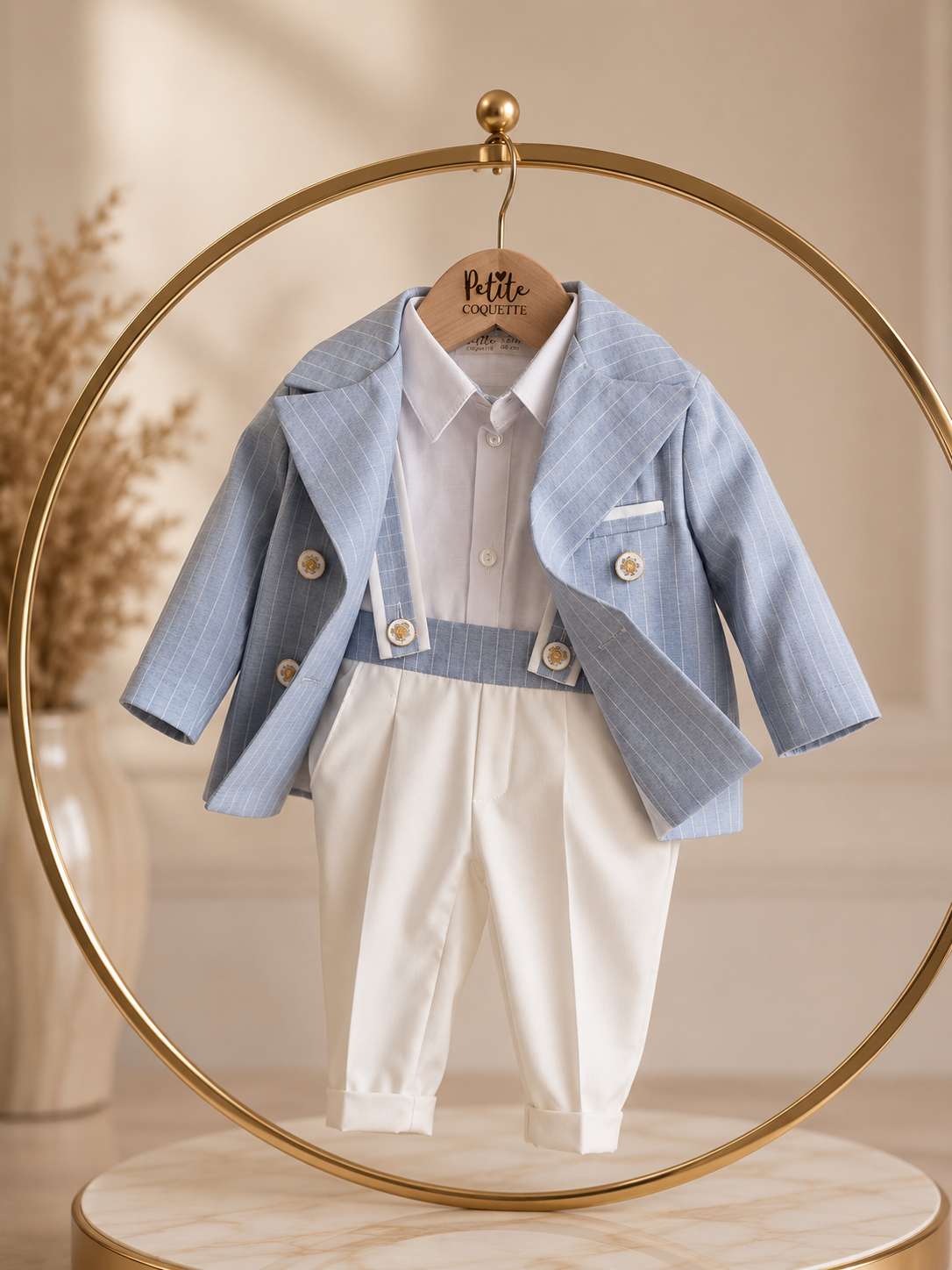 Costum de botez băieți Moretti  din Bumbac  -Petite Coquette