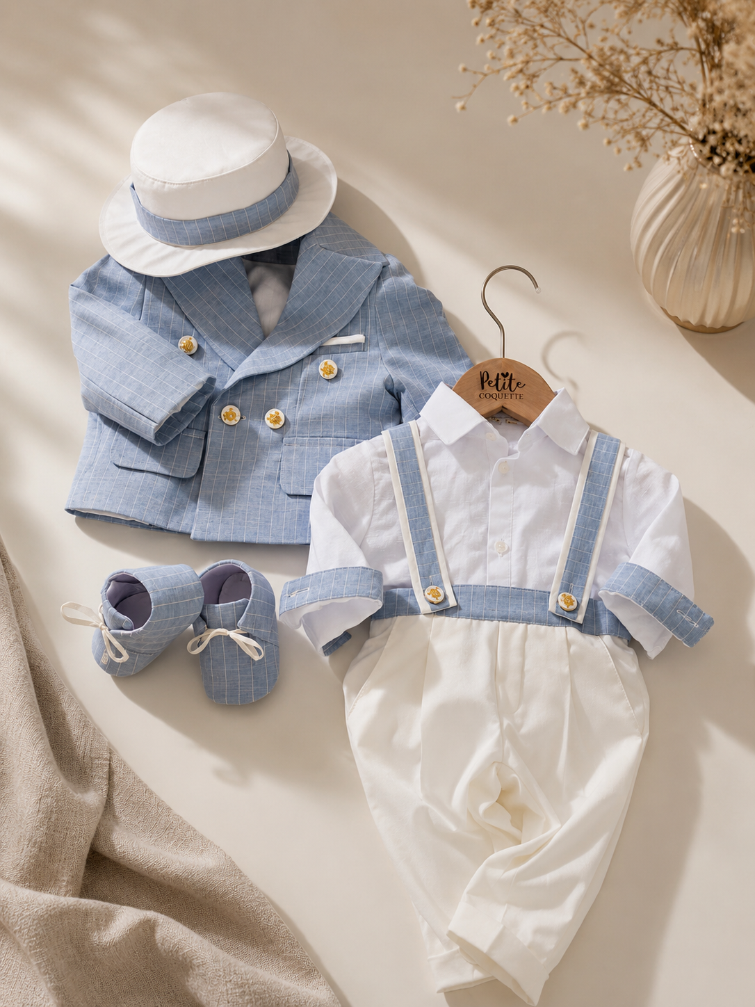 Costum de botez băieți Moretti  din Bumbac  -Petite Coquette