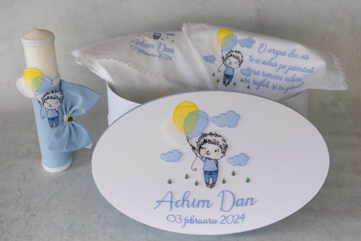 Lumanare Botez Baby Boy With Balloons