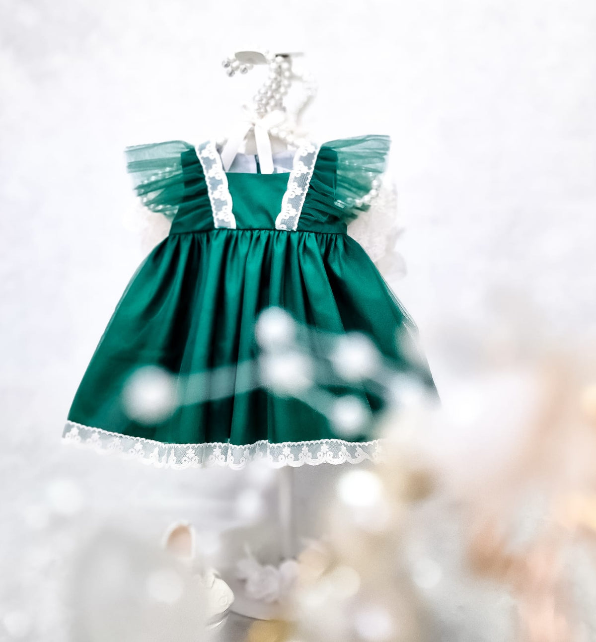 Rochiță verde botez Amelie Green