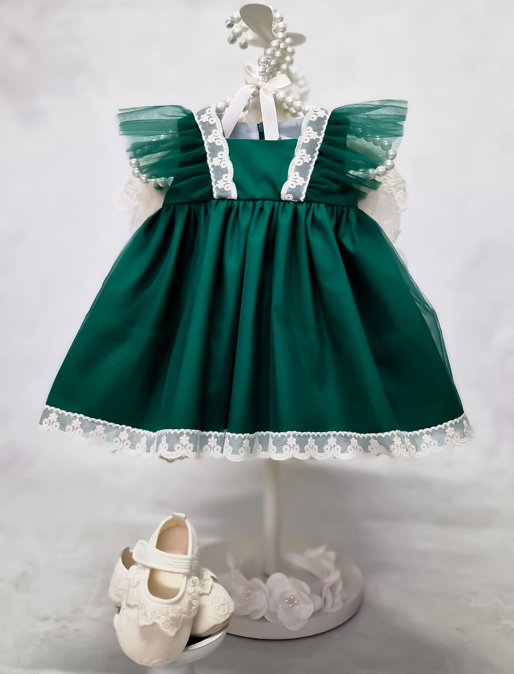 Rochiță verde botez Amelie Green