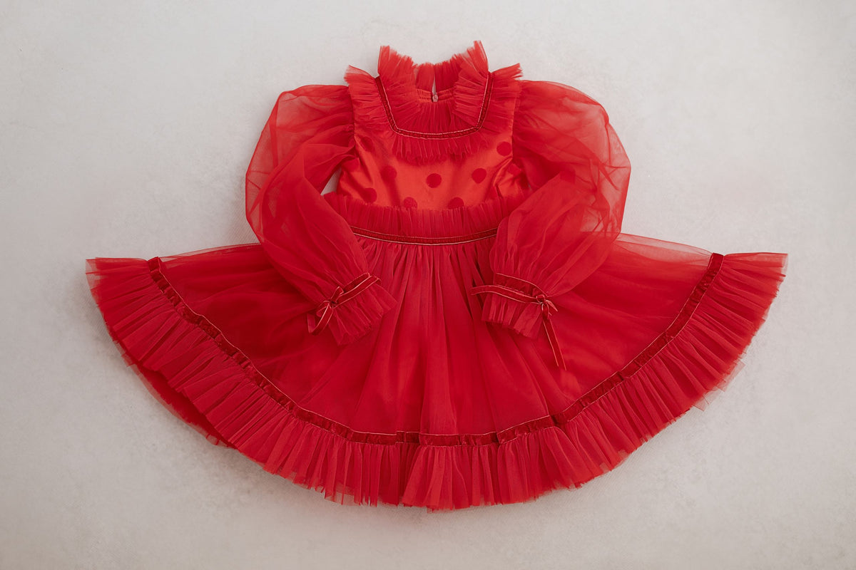 Rochie Roșie Festivă de Crăciun pentru Fetițe – Eleganță de Iarnă