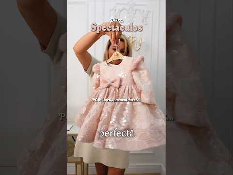 Rochiță de botez Melina cu dantelă și fundiță