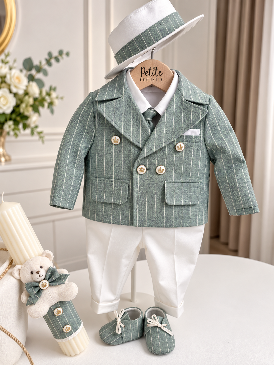 Costum de botez băieți Moretti  din Bumbac  -Petite Coquette