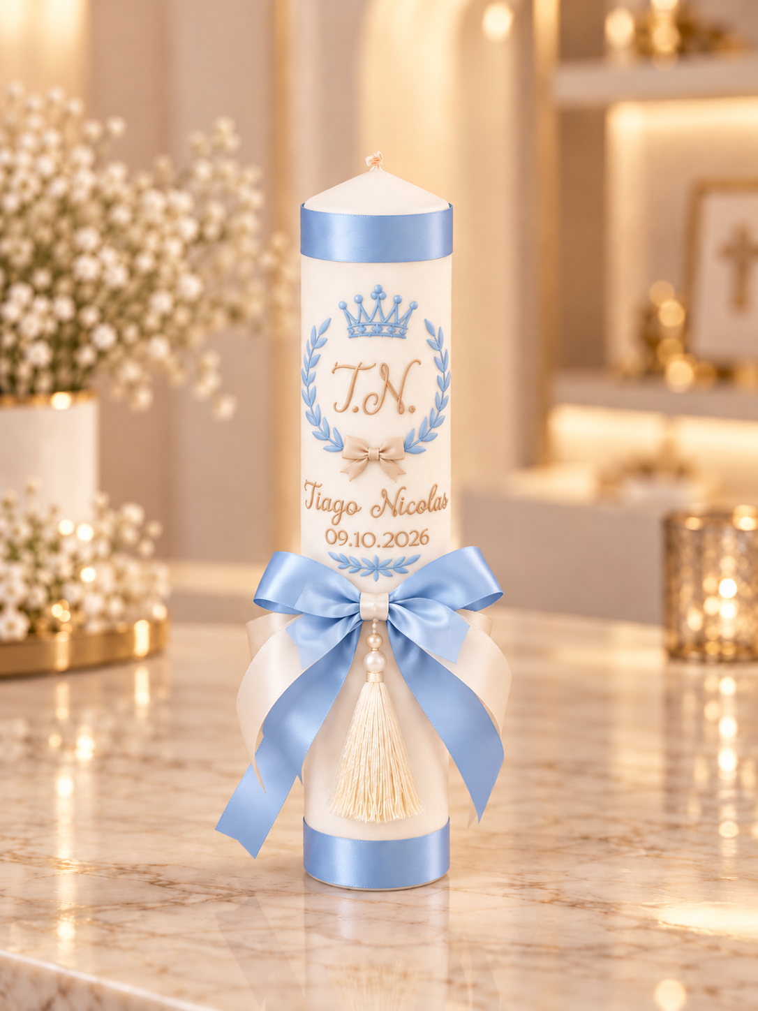 Lumânare botez băieți personalizată Royal Baby
