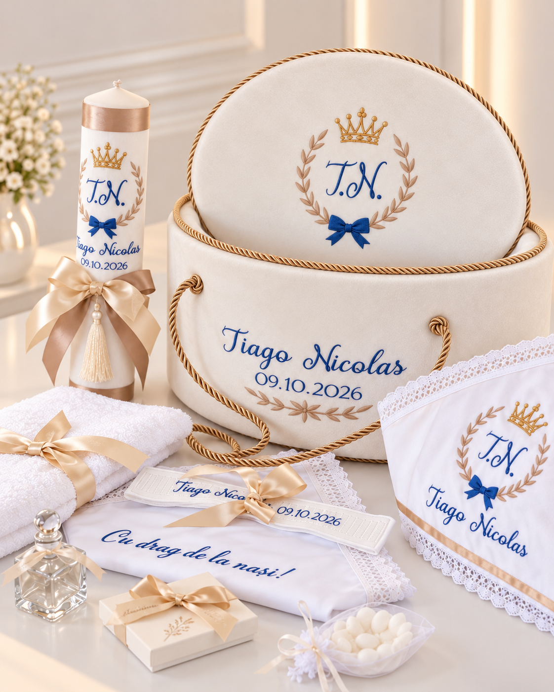 Lumânare botez băieți personalizată Royal Baby