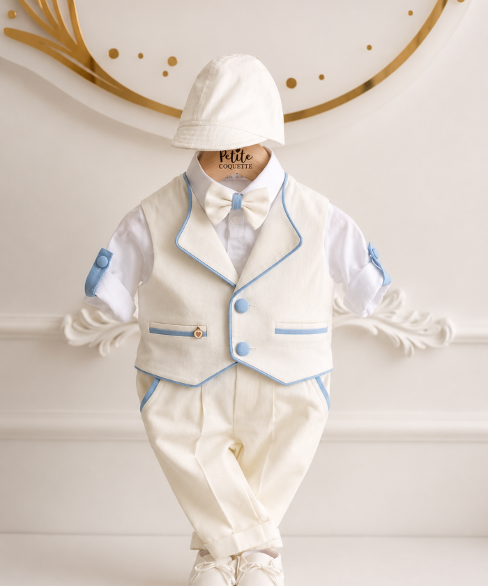 Costum Premium Botez Băiat ivoire/baby blue Oscar din In