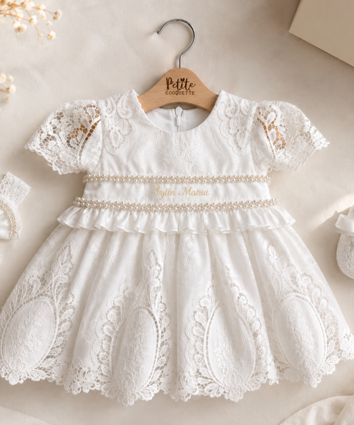 Rochiță de botez Aylin – Cotton Collection by Petite Coquette